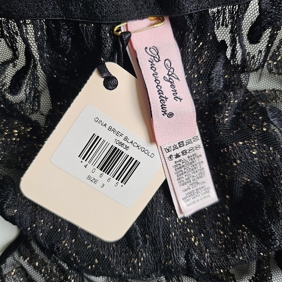New Agent Provocateur Gina Leopard Print Black/Gold Brief Panties AP 3/Medium - Picture 16 of 17